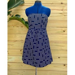 GAP Graphic Polka Dot Strapless Dress Navy White Size 4